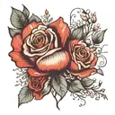 gypsophila, rose, eucalyptus tattoo tattoo design idea