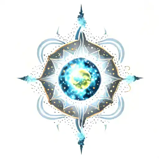 Astral projection journey through a cosmic galaxy tattoo design idea