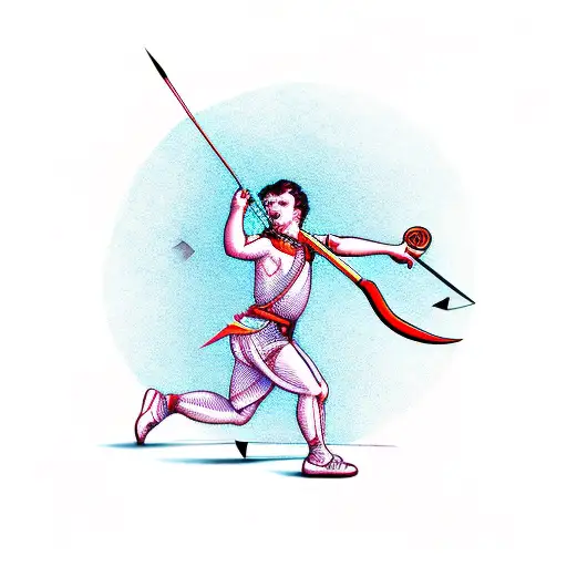 cupid shooting arrow tattoo design idea