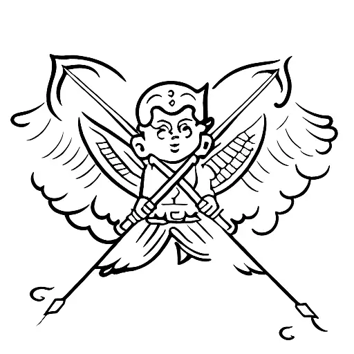 cupid shooting arrow tattoo design idea