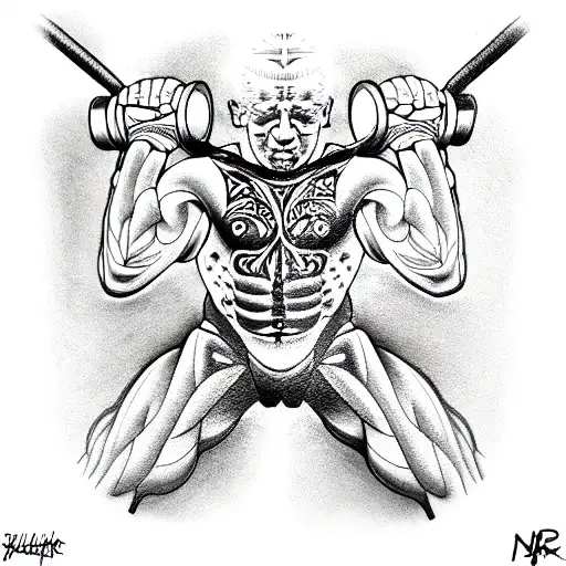 powerlifting, sport, barbell  tattoo design idea