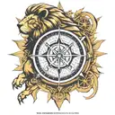 lion compass rose roman numerals  tattoo design idea