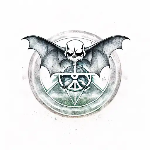 deathly hallows symbol and bat tattoo design idea