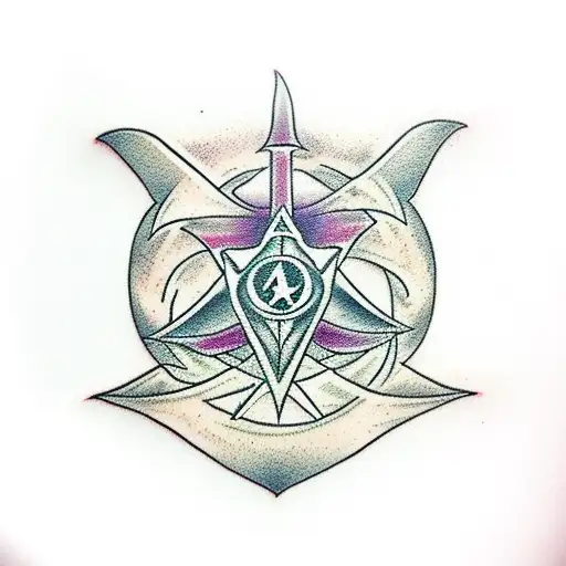 deathly hallows symbol and bat tattoo design idea