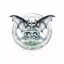 deathly hallows symbol and bat tattoo design idea
