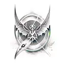 deathly hallows symbol and bat tattoo design idea