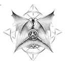 deathly hallows symbol and bat tattoo design idea