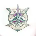 deathly hallows symbol and bat tattoo design idea