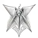 deathly hallows symbol and bat tattoo design idea