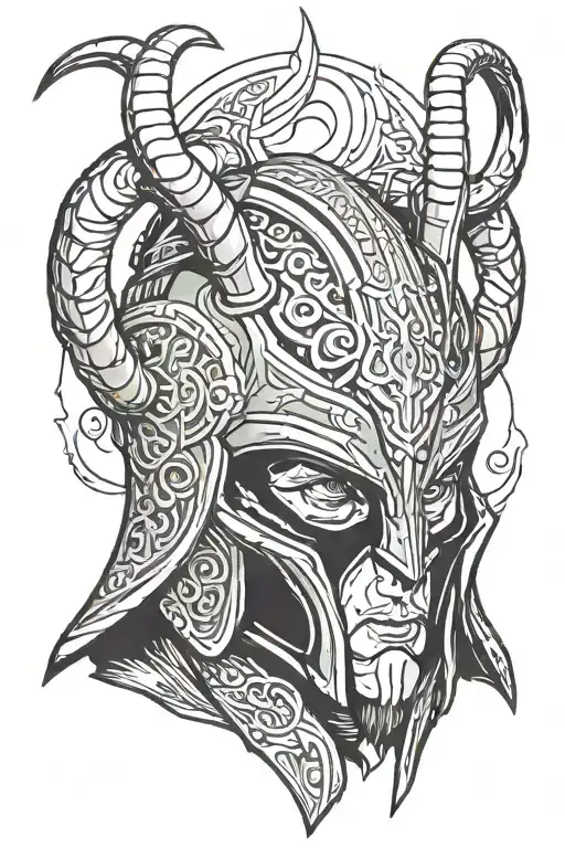 loki marvel helmet tattoo design idea