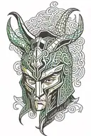 loki marvel helmet tattoo design idea