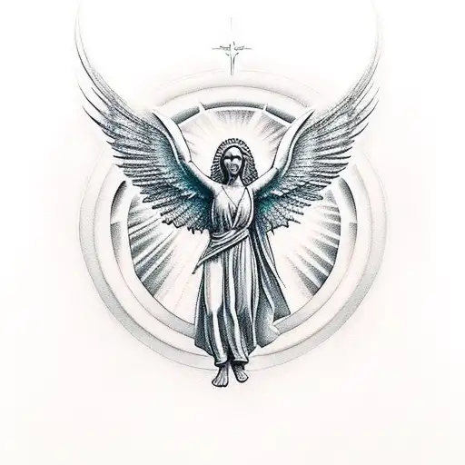  Archangel Gabriel and Religious Mix tattoo design idea