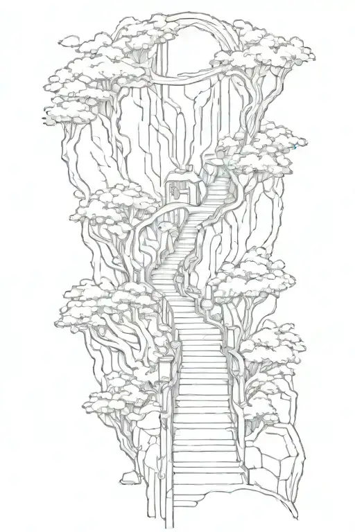 pathway coming downwards tattoo design idea