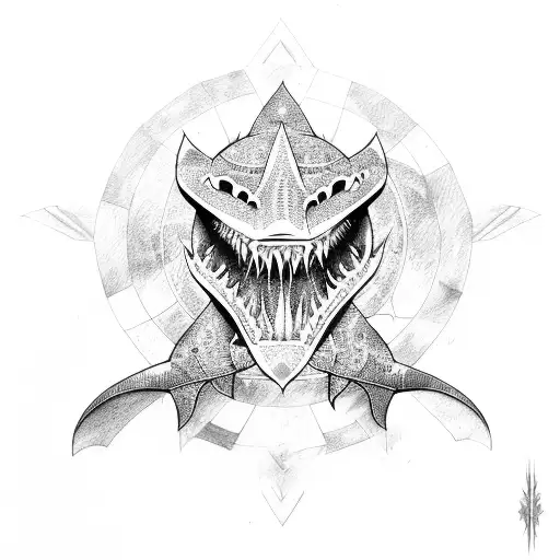 tribal shark tattoo design idea