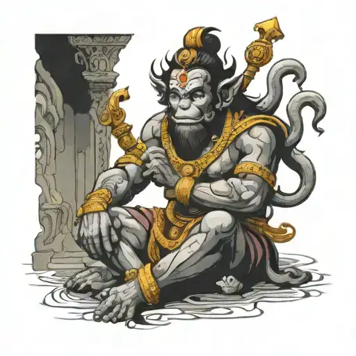 vajra, hanuman gada tattoo design idea