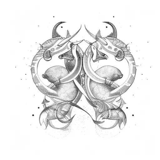 libra taurus and pisces signs together, small minimalist tattoo design idea