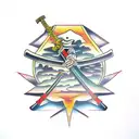 two samurai swords  tattoo design idea