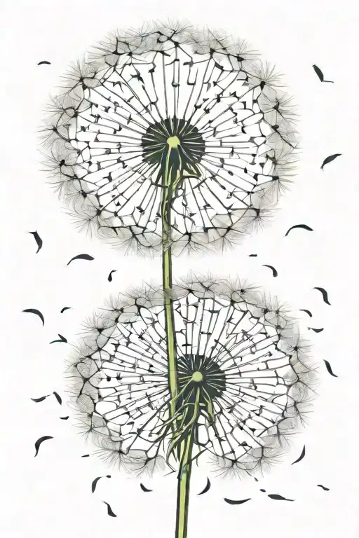 big dandelion with sum of the flower pieces flying away tattoo design idea