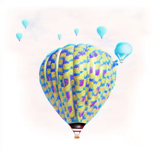 hotair balloon, tulip  turkish tile tattoo design idea