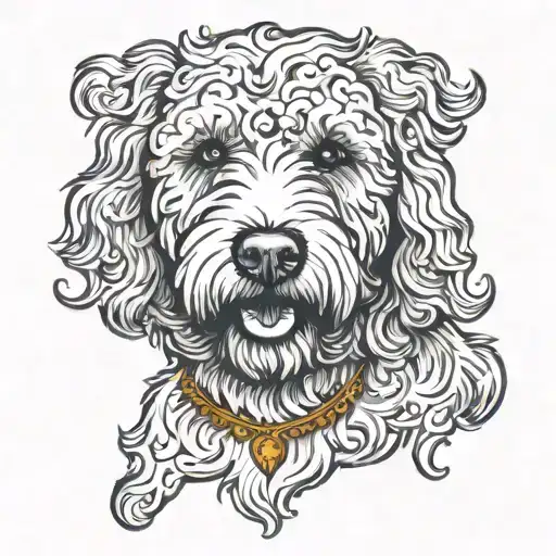 goldendoodle head in color tattoo design idea