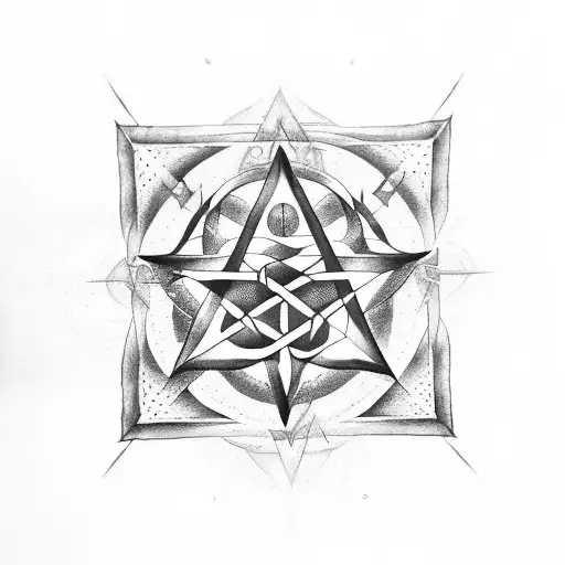 pentagram with illuminati triangle tattoo design idea