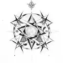 pentagram with illuminati tattoo design idea