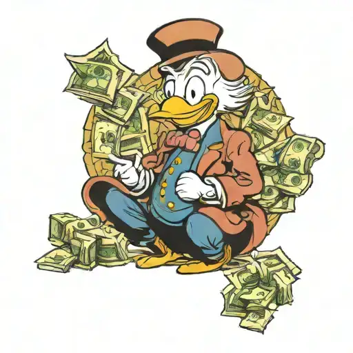 Scrooge McDuck with money tattoo design idea