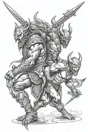 warrior and demon tattoo design idea