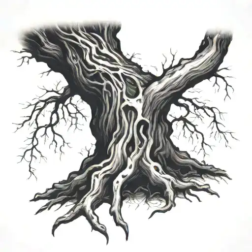 alder tree roots tattoo design idea