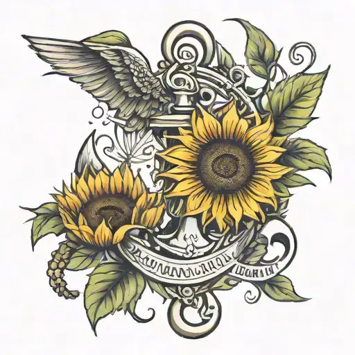  US navy anchor  , sunflower, gardening, hummingbird  tattoo design idea