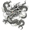 Japanese dragon between clouds tattoo design idea