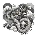 Japanese dragon between clouds tattoo design idea