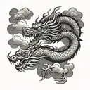 Japanese dragon between clouds tattoo design idea
