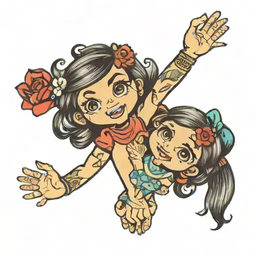 big sister little brother holding hands tattoo design idea