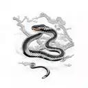 a snake and a raven fighting each other tattoo design idea