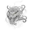 crawling panther outline tattoo design idea