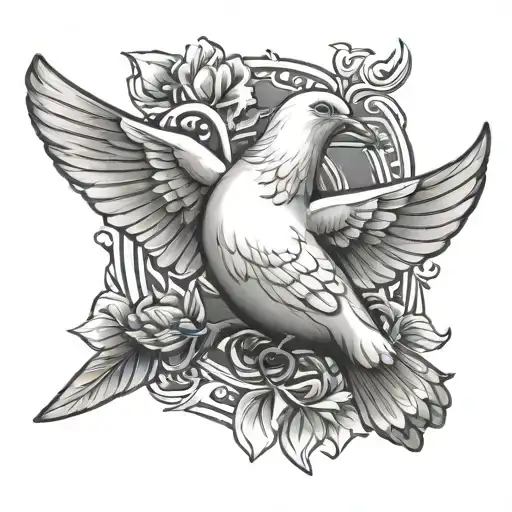 dove and grenade tattoo design idea
