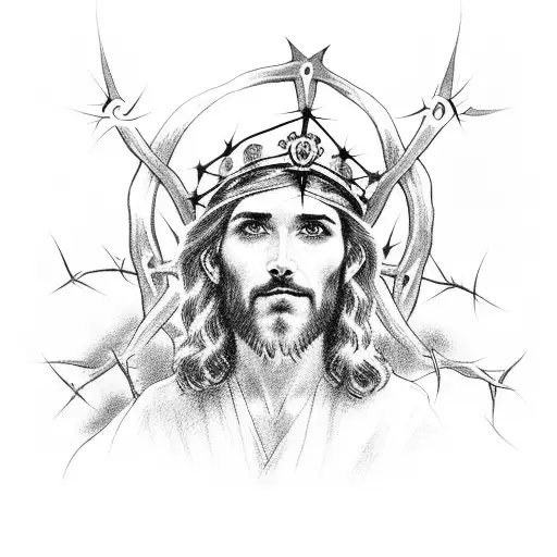 Jesus and the crown of thorns tattoo design idea