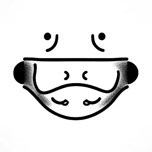 sad man wearing a happy face mask tattoo design idea