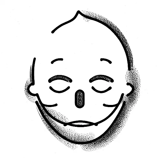 sad man wearing a happy face mask tattoo design idea