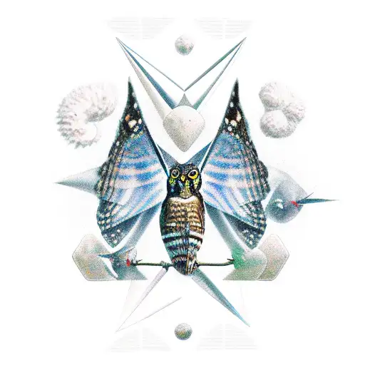 sparrow, monarch butterfly, owl, stingray, gemini, elements tattoo design idea