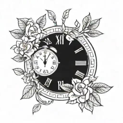 money tree growing time clock roses blooming tattoo design idea