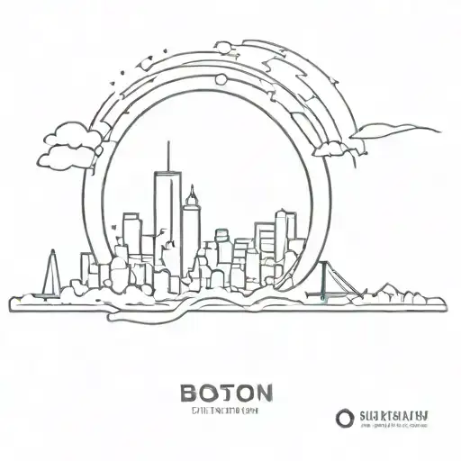 boston city skyline minimal tattoo design idea