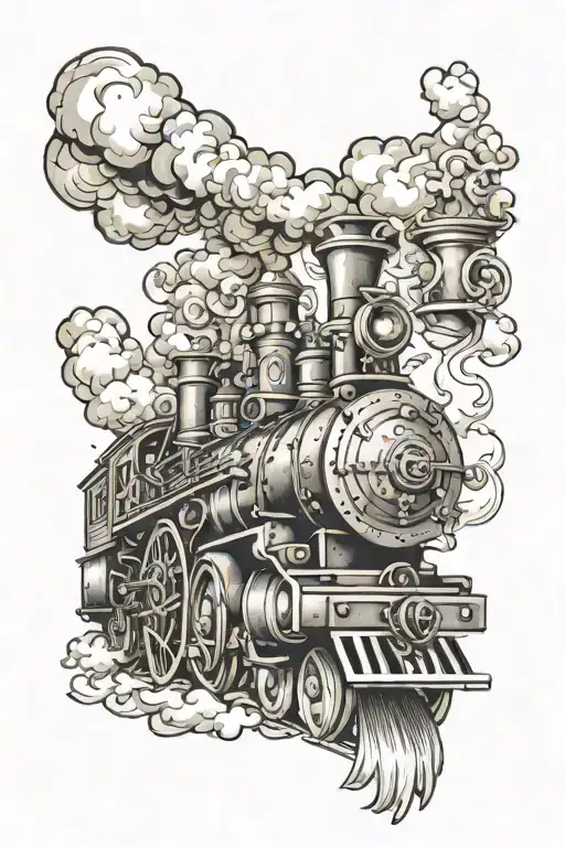 steam engine train tattoo design idea