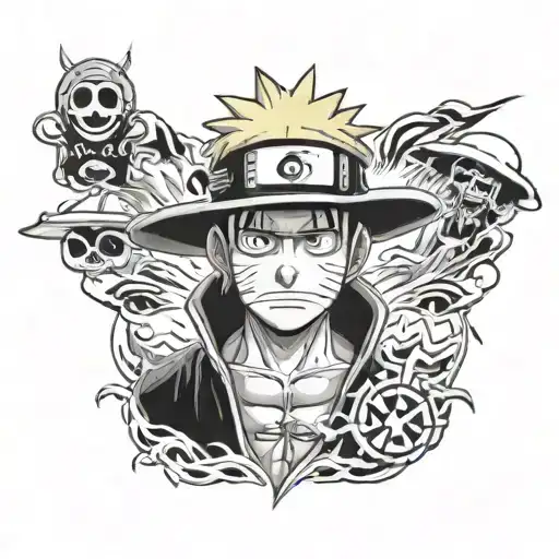 Naruto with luffy's hat tattoo design idea