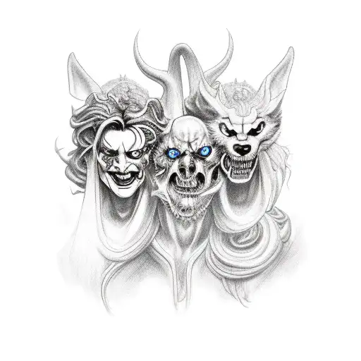 hades and cerberus hell tattoo design idea