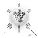 heart beat line with cross tattoo design idea