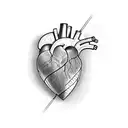 heart beat line with cross tattoo design idea