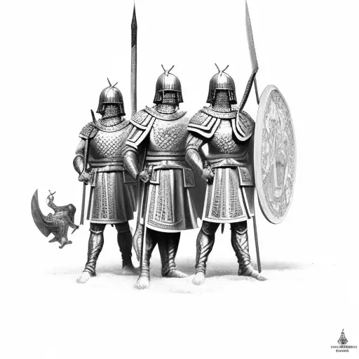 ancient roman soldiers battling tattoo design idea