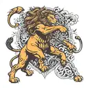 lion / roamn gladiator fighting tattoo design idea